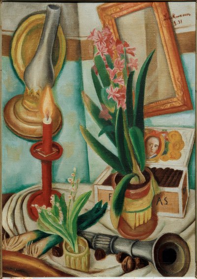 Stilleben med brændende stearinlys af Max Beckmann