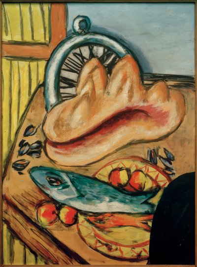Stilleben med fisk og skal af Max Beckmann
