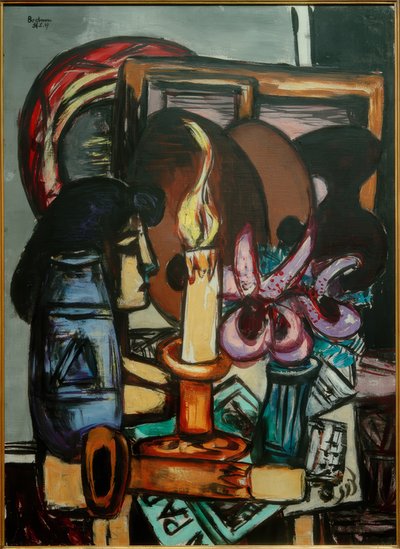 Stilleben med to store stearinlys af Max Beckmann