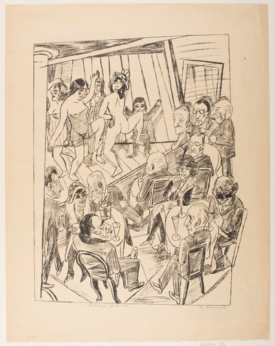 Striptease, tallerken 4 fra serien "Trip to Berlin 1922" af Max Beckmann