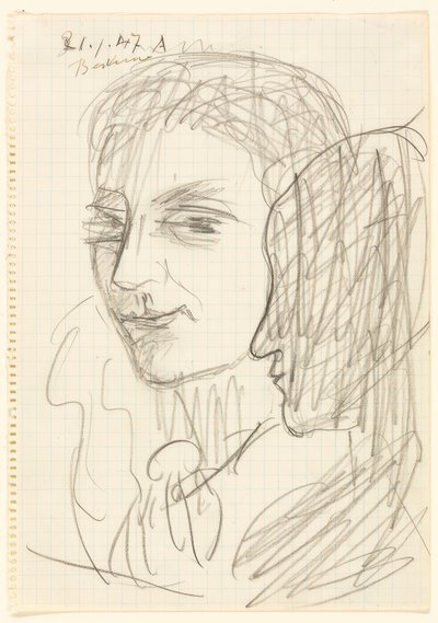 Studie af to hoveder af Max Beckmann