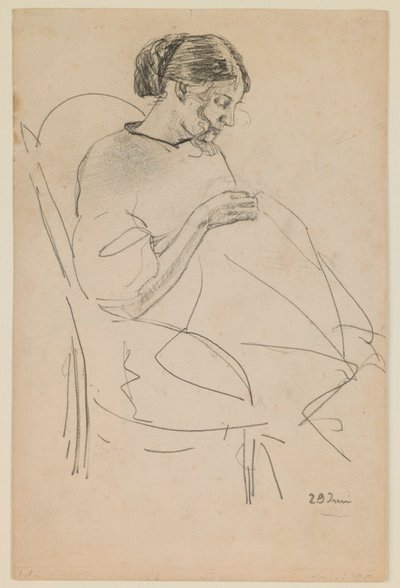 Studie af en kvinde, der syr af Max Beckmann