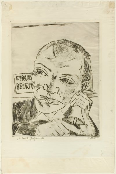 The Barker (Selvportræt), plade en fra Der Jahrmarkt af Max Beckmann