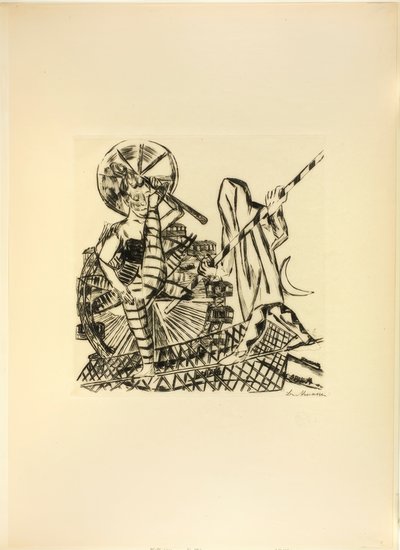 The Tight Rope Walkers, tallerken otte fra Jahrmarkt af Max Beckmann