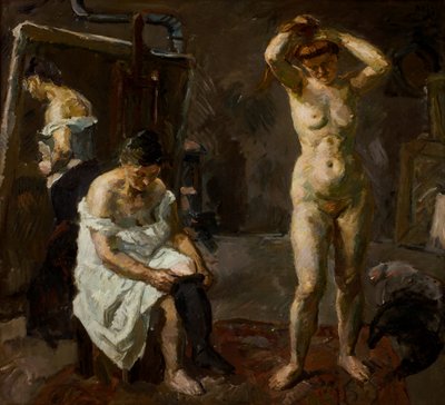 Tre kvinder i studiet af Max Beckmann