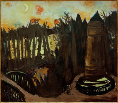 Tiergarten om natten med rød himmel af Max Beckmann