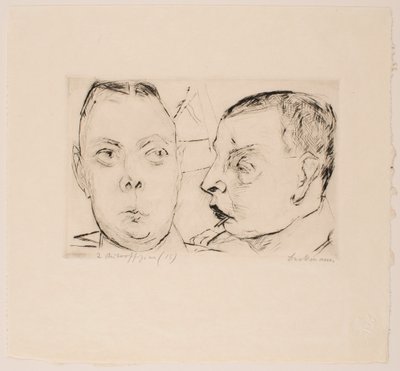 To autobetjente, plade 15 fra porteføljen "Faces" af Max Beckmann