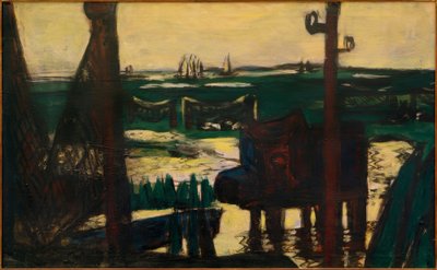 Vadehavet grøn og sort og gul af Max Beckmann