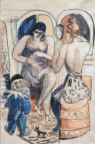 To dansere (pige med blå dværg) af Max Beckmann