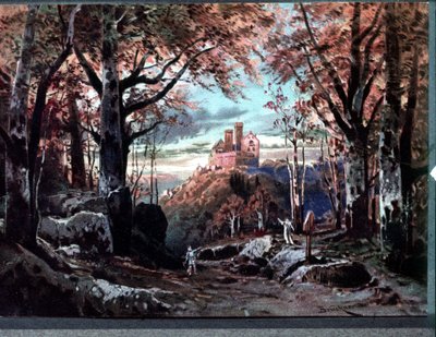 Dekor til "" Tannhauser", opera af Richard Wagner. Scenografi af Bruckner af Max Bruckner