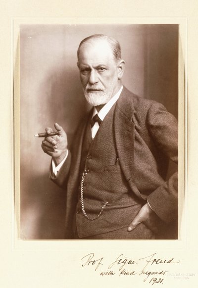 Et signeret fotografi af Sigmund Freud, ca. 1921 (sepiafoto) af Max Halberstadt