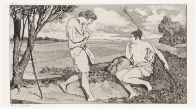 Apollon og Dafne I (Redninger af ovidiske ofre, opus II, blad 10) af Max Klinger