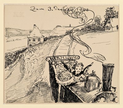 Tillykke den 3. jan. 1908 / Lykønskningskort af Max Klinger