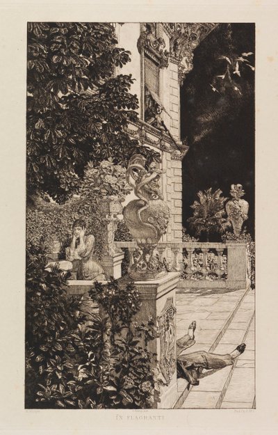 I Flagranti, fra Dramas, Opus IX Dramamen, Opus IX, 1883. af Max Klinger