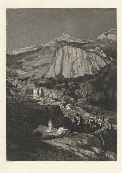Månelys nat Mondnacht: pl. 4, udgivet 1881. af Max Klinger