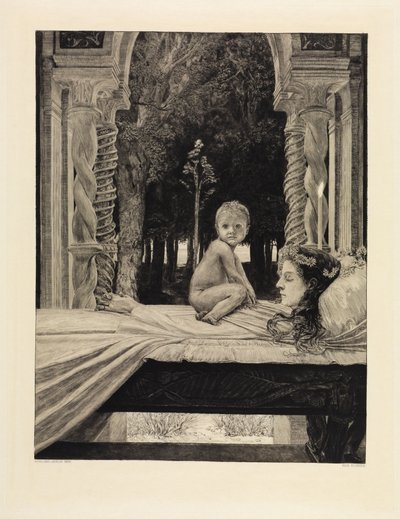 Mor og barn (Død mor) (Om døden, anden del, opus XI, tavle 9) af Max Klinger