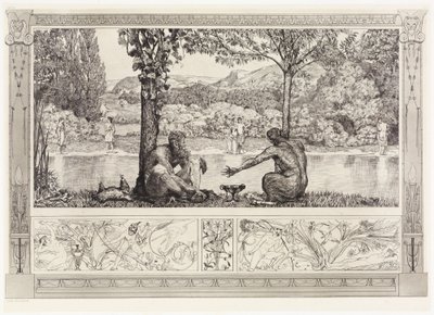 Narkissos og Ekko I (Redninger af ovidiske ofre, opus II, blad 7) af Max Klinger