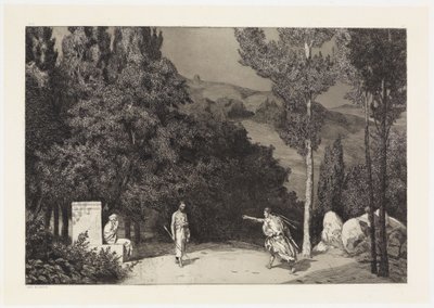 Pyramus og Thisbe III (Redning af Ovids ofre, Opus II, ark 4) af Max Klinger