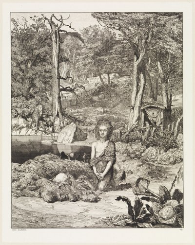 Simplicius ved eneboerens grav (Intermezzi, Opus IV, blad 8) af Max Klinger
