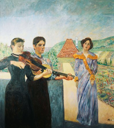 Tre kvinder i vingården; Tre kvinder i vingården, 1912 af Max Klinger