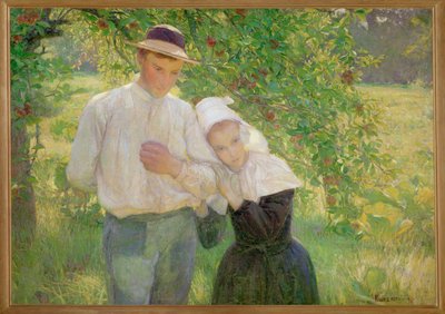 Spaziergang im Garten - En tur i haven ... (maleri på lærred) af Max Kurzweil