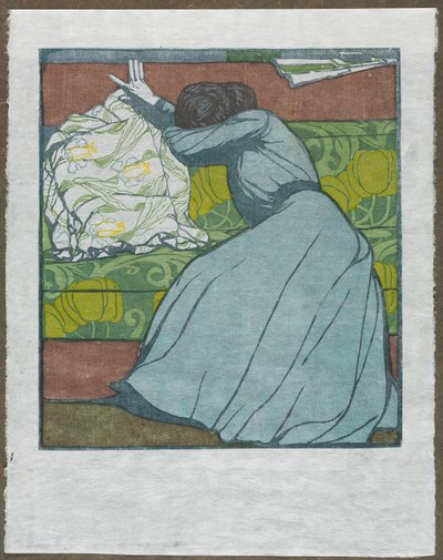 Puden Martha Kurzweil siddende på en divan, 1903. af Max Kurzweil