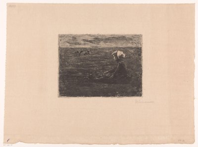 Ung gedehyrde sidder på marken af Max Liebermann (signed by artist)