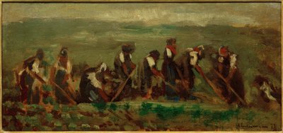 Arbejdere i roemarken - sammensætningsundersøgelse af Max Liebermann