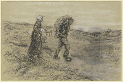 Arbejder, der vender hjem fra markarbejdet med sin hustru af Max Liebermann