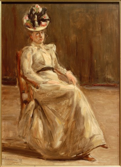 Portræt af en siddende dame i fuld figur af Max Liebermann