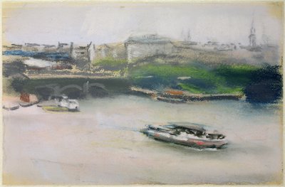Binnenalster med Lombardsbrocke, Hamburg, 1910 (pastel på papir) af Max Liebermann