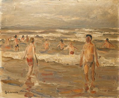 Drenge bader i havet; Drenge bader i havet, 1899 af Max Liebermann