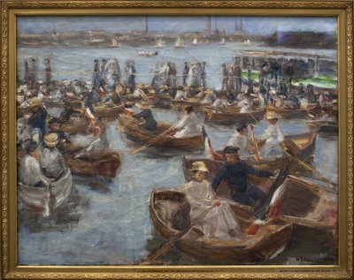 Aften på Fahrhaus i Uhlenhorster (forstæder til Hamborg). Maleri af Max Liebermann (1847-1935), Olie på lærred af Max Liebermann