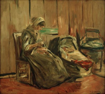 Interiør med en syende kvinde af Max Liebermann