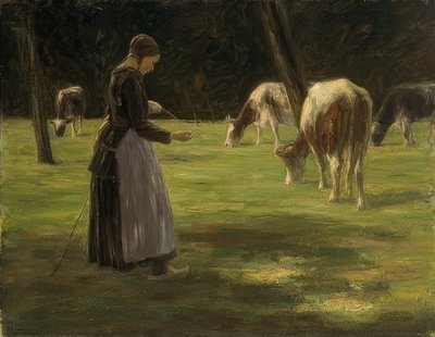 Kuhhirtin. 1890-192 af Max Liebermann