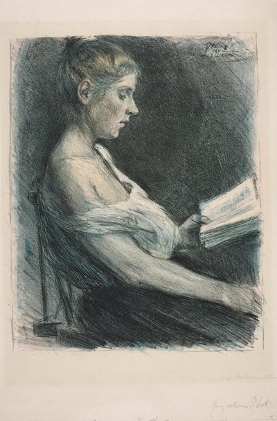 Læsende pige (Anna-Christine Mattuschka-Grisebach) af Max Liebermann