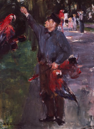 Mand med papegøjer (olie på lærred) af Max Liebermann