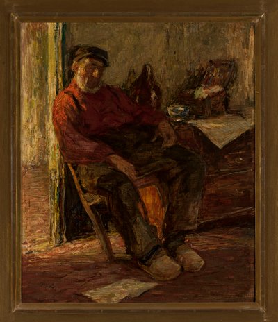 En mand i et indendørs miljø af Max Liebermann