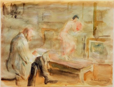 Selvportræt med model i studiet i Wannsee-villaen af Max Liebermann