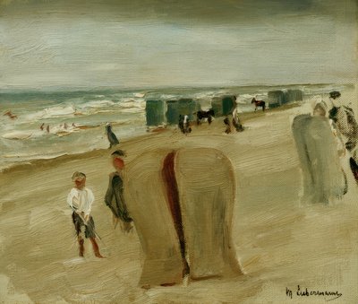 Strand med strandstole af Max Liebermann