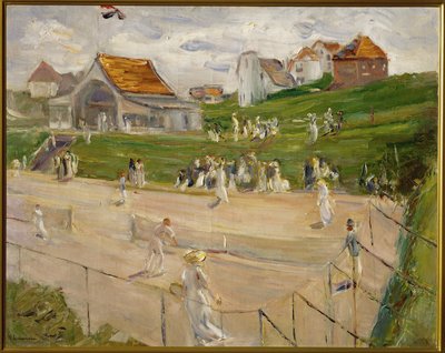 Tennisbane med spillere i Noordwijk, Holland (maleri på lærred) af Max Liebermann