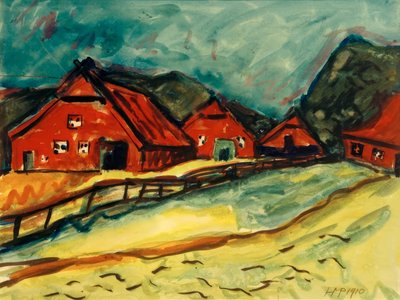 Bondehuse i Dangast af Max Pechstein