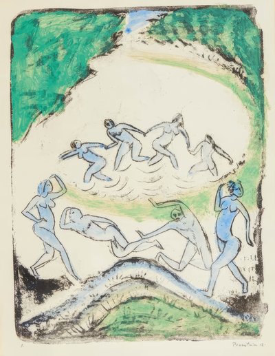 Dansen (Dansende og badende ved skovsøen) af Max Pechstein