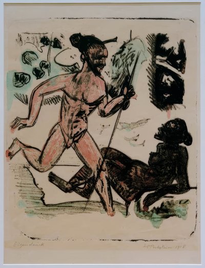 Palau III (løber og nøgenmodel) af Max Pechstein