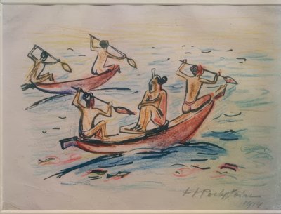 Rejsebilleder Italien - Sydhavet (både på Palau) af Max Pechstein
