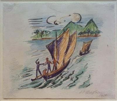 Rejsebilleder Italien - Sydhavet (Sejlbåde på Palau) af Max Pechstein