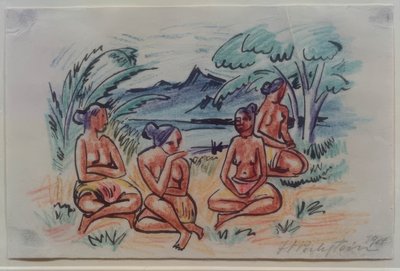 Rejsebilleder Italien - Sydhavet (siddende kvinder) af Max Pechstein
