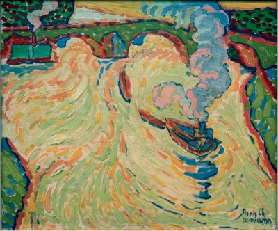 Seine-broen med lille dampbåd af Max Pechstein