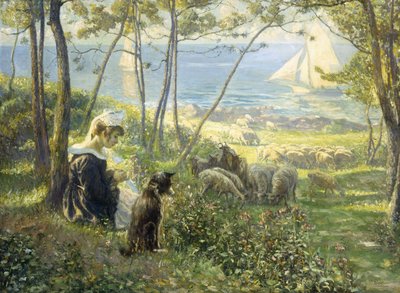 En sommerdag ved havet (olie på lærred) af Max Silbert