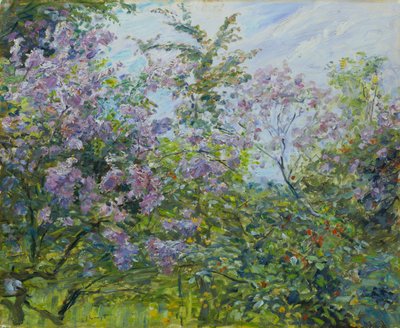 Blomstrende syren, ca. 1921 (olie på træ) af Max Slevogt